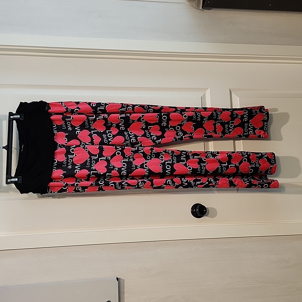 Gracyoga Heart Love Valentine Wide leg Lounge Pants XXL